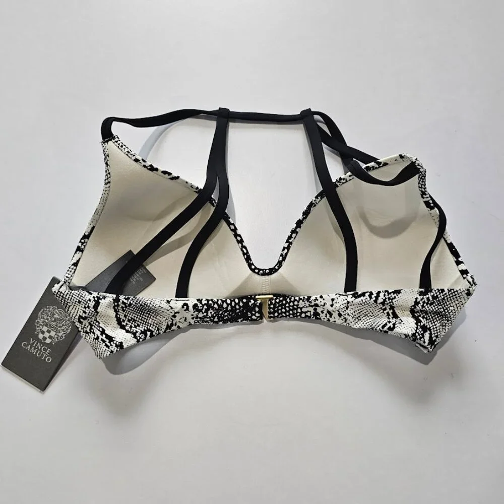 Vince Camuto Printed Strappy-Back Bikini Swim Top